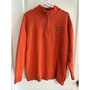 Lauren Ralph Lauren Men's‎ 1/4 Zip Sweater 2X Orange Logo Embroidered Pullover
